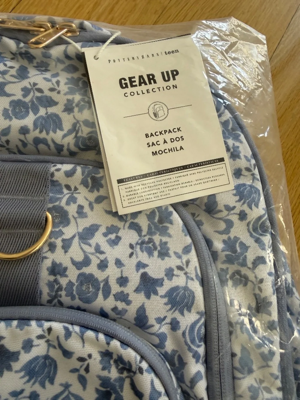 Pottery Barn Teen floral blue Gear Up Large Backpack